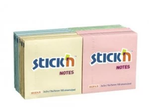 Value Stickn Sticky Notes 76x76mm Assorted Pastel 21328 (PK12)