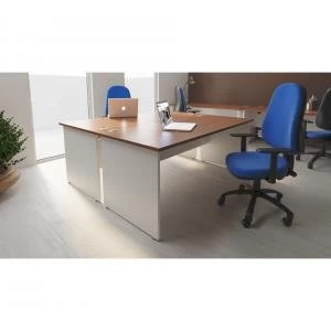 Trexus Desk Rectangle Panel End 1400x800mm Walnut Top White Panels Ref