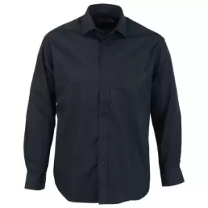 Absolute Apparel Mens Long Sleeved Classic Poplin Shirt (M) (Black)