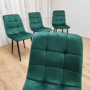 Kosy Koala - Dining Chairs Set Of 4 Green Tufted Chairs Velvet Chairs, Soft Padded Seat Living Room Chairs , Kitchen Chairs