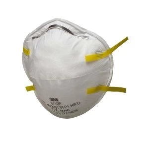 3M 8710E Respirator Unvalved FFP1 Classification White with Yellow Straps 1 x Pack of 20