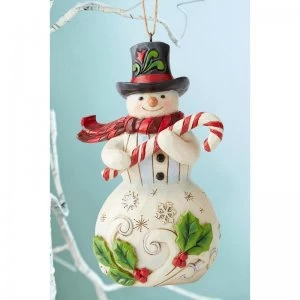 Heartwood Creek Snowman with Candy Cane Ornament