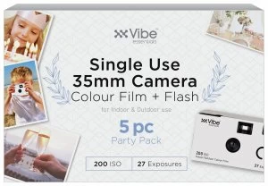 VIBE Single Use Camera 27 Shots with Flash 5PC Party Pack