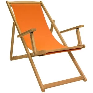 Charles Bentley FSC Eucalyptus Deck Chair - Orange