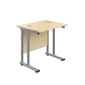 800 X 600 Twin Upright Rectangular Desk Maple-Silver