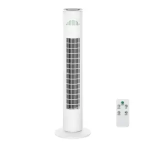 30" LED Tower Fan in White, white