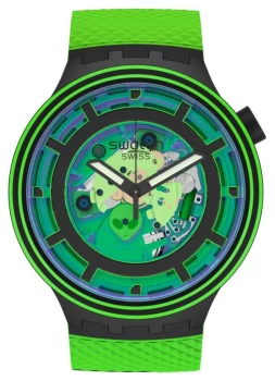 Swatch Big Bold Planets Come In Peace Green Silicone Watch