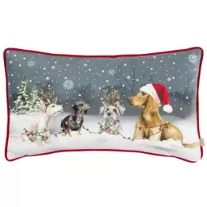 Christmas Dog Cushion Multicolour, Multicolour / 30 x 50cm / Polyester Filled