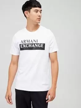 Armani Exchange Debossed Textured Logo T-Shirt - White Size XL Men