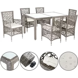 Poly Rattan 1 Table 6 Chairs Dining Table Set Outdoor Seating Group Dining Cream
