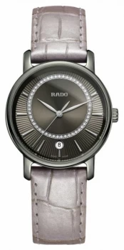 RADO DiaMaster Diamonds Grey Leather Strap Grey Dial Watch
