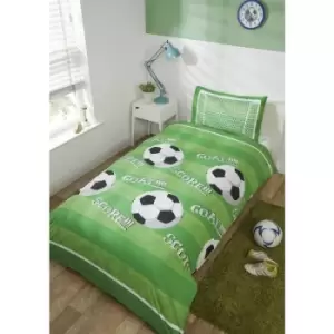 Football Shoot Goal Soccer Kids Boys Single Duvet Quilt Cover Bedding Set Green