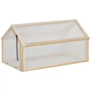 Outsunny Wooden Cold Frame Greenhouse Garden Polycarbonate Grow House - Natural