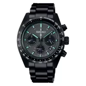 Seiko Prospex 'Black Series' Speedtimer Solar Chronograph Black Dial Steel Bracelet Mens Watch SSC917P1