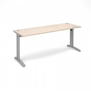 TR10 Straight Desk 1800mm x 600mm - Silver Frame maple Top