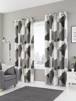 Fusion Geometra Eyelet Lined Curtains