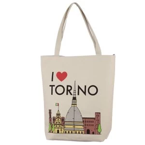 I Heart Torino Handy Cotton Zip Up Shopping Bag