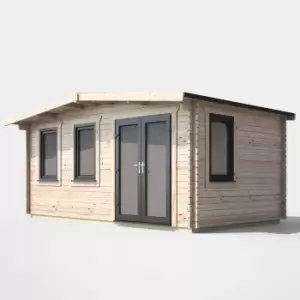 Power 10' x 16' Chalet Log Cabin - Right Side Double Door