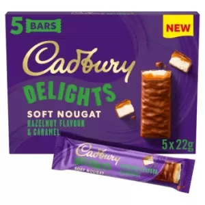 Cadbury Delights Soft Nougat Hazelnut & Caramel Chocolate Bars