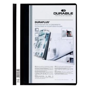 Durable DURAPLUS A4 Quotation PVC Folder with Clear Title Pocket Black Pack of 25 Folders