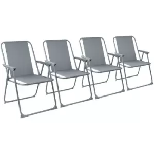 Harbour Housewares - Folding Metal Beach Chairs - Grey - Pack of 4