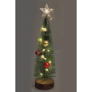 LED Mini Christmas Tree with Red and Gold Baubles