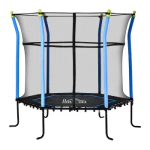 Homcom 5.3ft Kids Trampoline With Enclosure Indoor Outdoor For 3-10 Years Blue