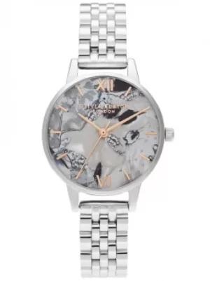 Olivia Burton Abstract Florals Rose Gold Silver Bracelet Watch...
