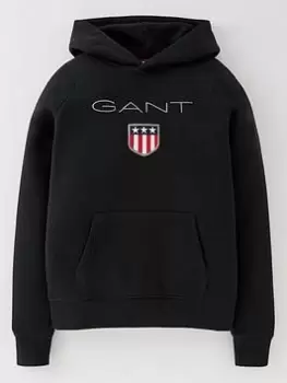 Gant Boys Shield Hoodie - Black, Size 15 Years