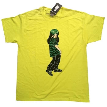Billie Eilish - Anime Billie Unisex X-Large T-Shirt - Yellow