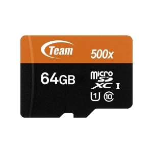 Team 64GB MicroSDXC Class 10 Flash Card with Adapter
