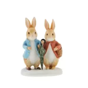 Beatrix Potter Peter Rabbit and Flopsy in Winter Figurine