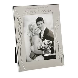 5" x 7" - Silver Plated Wedding Photo Frame with Crystals