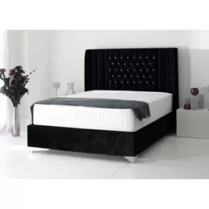 Alexis Luxury Modern Beds - Plush Velvet, Double Size Frame, Black - Black