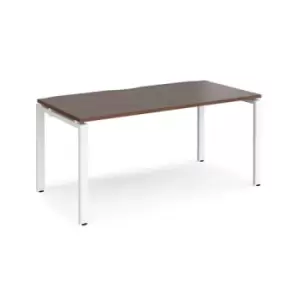 Bench Desk Single Person Starter Rectangular Desk 1600mm Walnut Tops With White Frames 800mm Depth Adapt