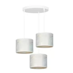 Broddi White Cluster Pendant Ceiling Light with White Fabric Shades, 3x E27