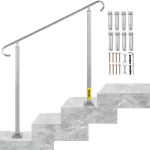 VEVOR Outdoor Stair Railing, Alloy Metal Hand Railing, Fit 2 or 3 Steps Flexible Transitional Handrail, Black Outdoor Stair Rail W/ Installation Kit,