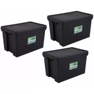 Wham Bam Recycled Storage Boxes 62 Litre Pack of 3, black