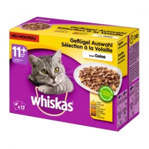 Whiskas 11+ Super Senior Cat Food Pouches Poultry Selection in Jelly 12 x 100g