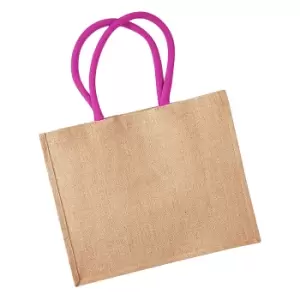Westford Mill Classic Jute Shopper Bag (21 Litres) (Pack of 2) (One Size) (Natural/Fuchsia)