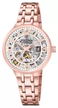 Festina F20616/1 Ladies Rose-pltd.Skeleton Automatic W Watch
