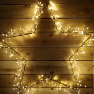 Premier Indoor Outdoor 90cm Gold Star Cluster With 280 Static and 40 Flashing Warm White LEDs