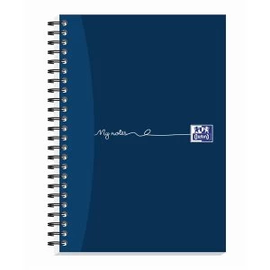 Oxford My Notes A5 Notebook Wirebound 100 Pages 70gm2 Ruled Perforated Punched 4 Holes Card Cover Blue Pack 5