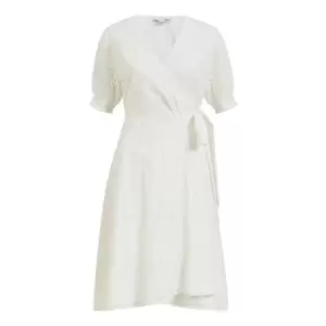 Yumi Cream Broderie Wrap Dress - White