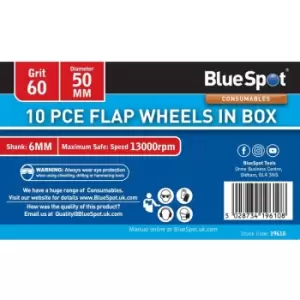 10PC 60 Grit 50MM Flap Wheels In Box - Bluespot