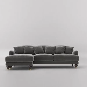Swoon Holton Velvet Corner Sofa - Left Hand Side - Corner Sofa - Granite