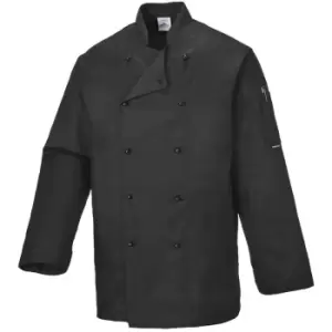 C834BKRS - sz S Somerset Chefs Jacket - Black - Black - Portwest