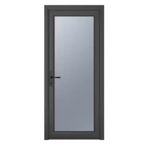 Crystal uPVC Obscure Single Door Full Glass Right Hand Open 840mm x 2090mm Obscure Glazing - Grey