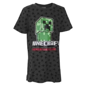 Minecraft Childrens/Kids Creeper All-Over Print T-Shirt (13-14 Years) (Grey)