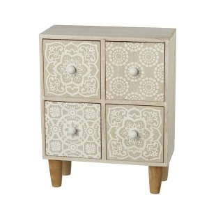 Mini 4 Drawer Cabinet With Patterned Front By Heaven Sends